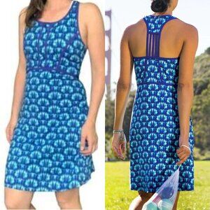 Title Nine Women's Work Hard Play Hard Dress in Blue White Prism Print